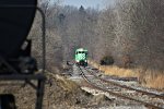 WE 6987 comes up through the forest to Crowley Tar Products.